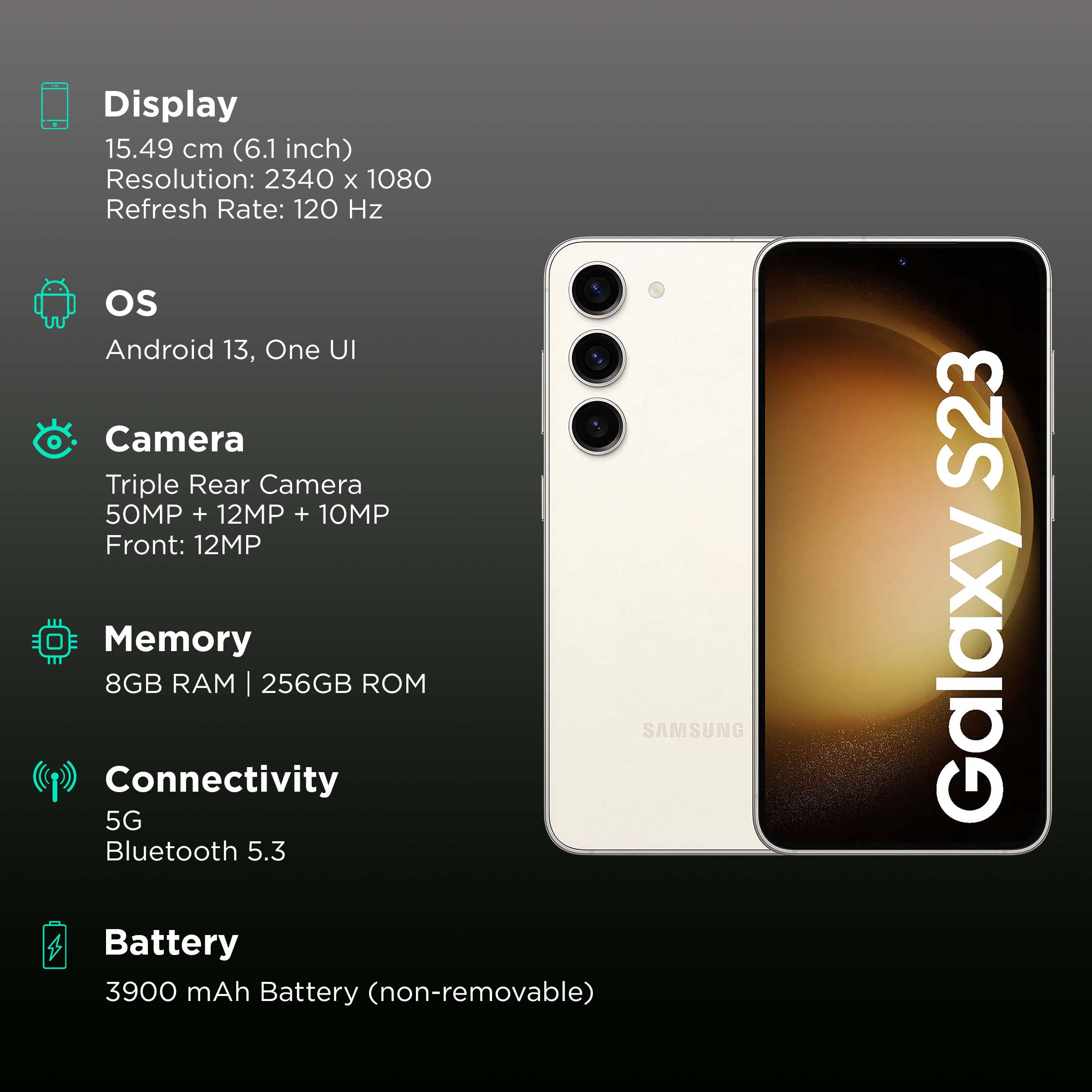 Buy SAMSUNG Galaxy S23 5G (8GB RAM, 256GB, Cream) Online - Croma Buy SAMSUNG Galaxy S23 5G (8GB RAM, 256GB, Cream) Online - Croma